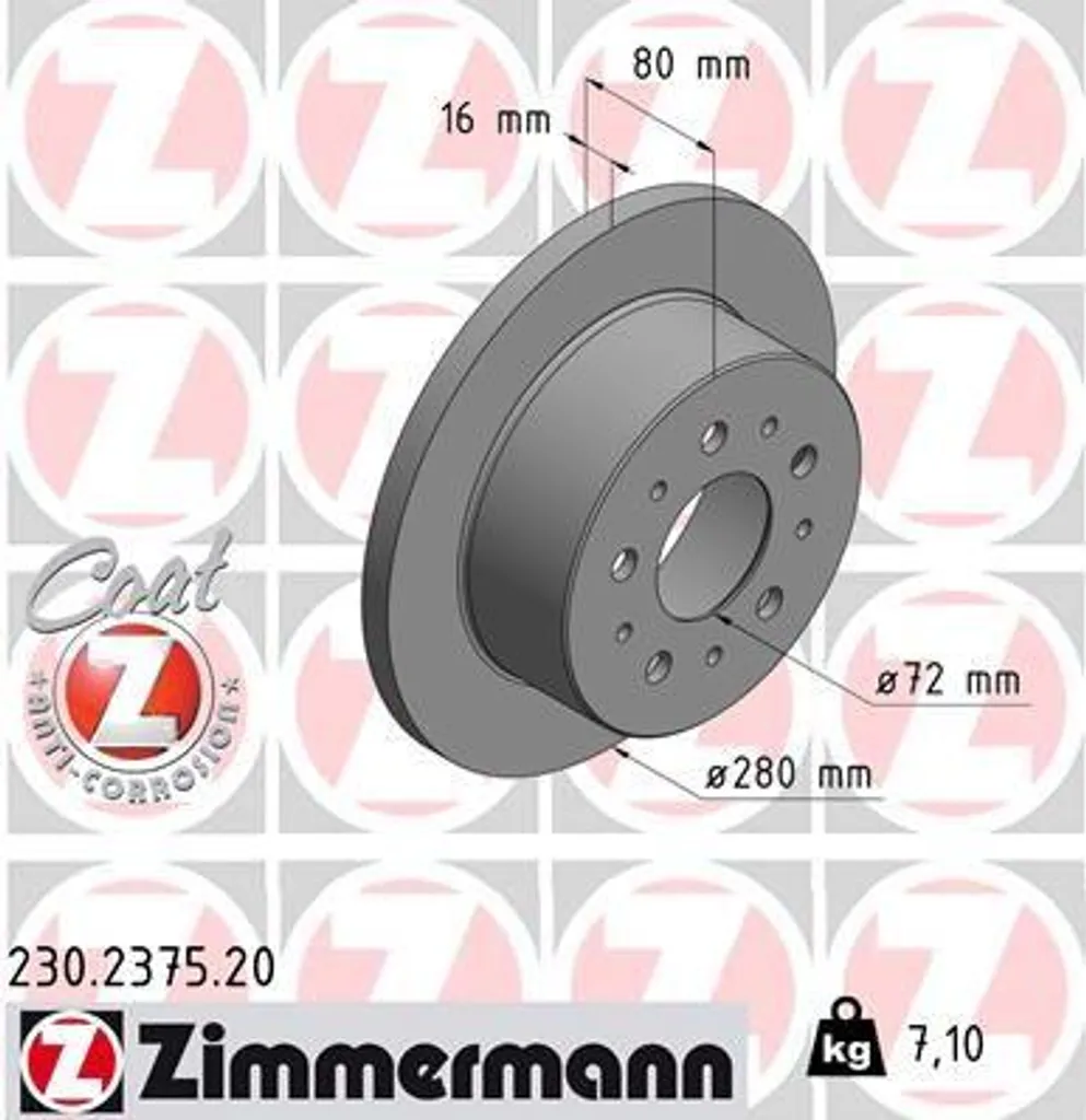 Disque de frein ZIMMERMANN 230.2375.20 pour Ducato Boxer Jumper