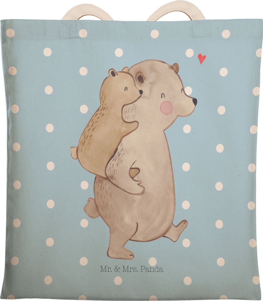 Mr. & Mrs. Panda Tote Bag Papa Bär - Blau Pastell - Geschenk, Stofftragetasche, taschen shopper, Geburtstag, Vatertag, Muttertag, Beuteltasche, Ta...