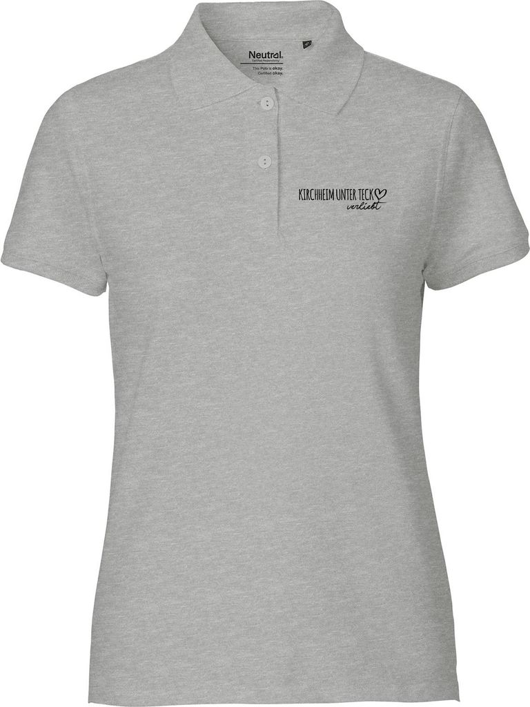 Huuraa Damen Polo Shirt Kirchheim unter Teck verliebt L Sport Grey Bio Baumwolle Fairtrade Poloshirt Geschenkidee