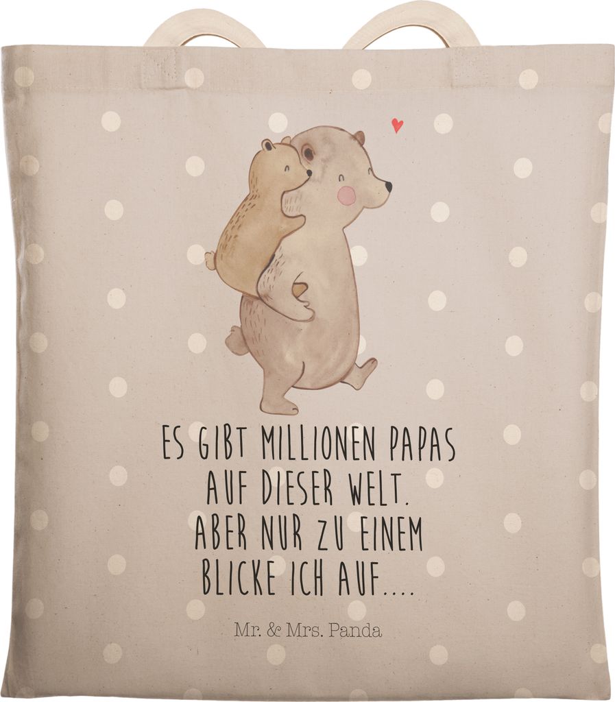 Mr. & Mrs. Panda Tote Bag Papa Bär - Grau Pastell - Geschenk, Beuteltasche, shopping, Tasche, Stoffbeutel, Vater, Muttertag, Vatertag, Beutel, Geb...