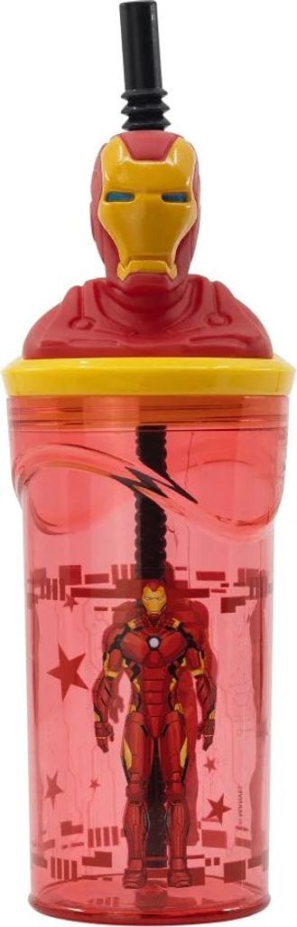 Marvel Iron Man 3D Deckel Kinder Trinkbecher Becher mit integriertem Halm
