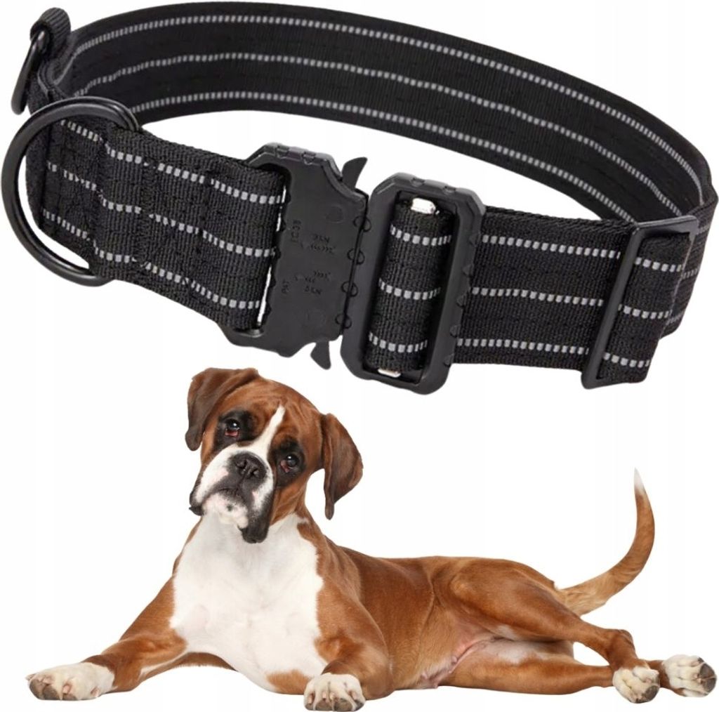 Großes taktisches breites Hundehalsband POWERFUL METAL Schnalle 36-56cm