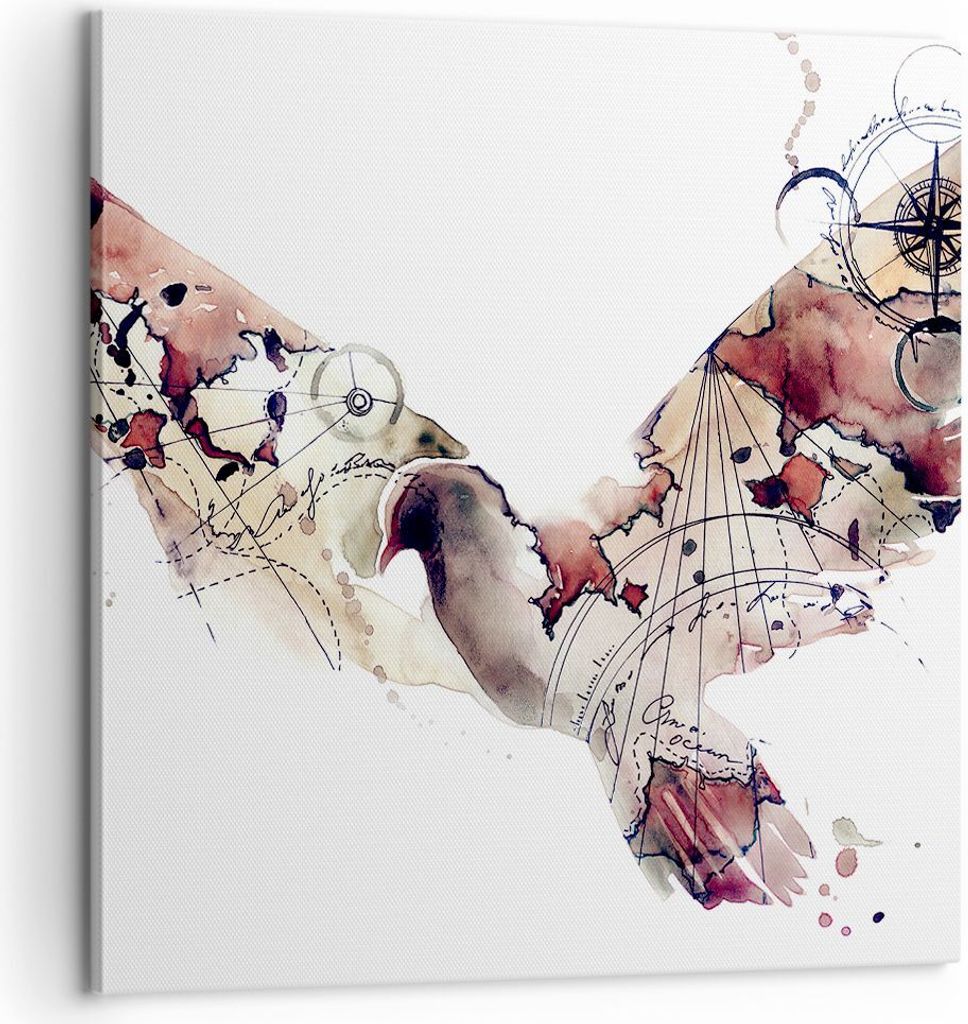 Bild auf Leinwand - Leinwandbild - Vogel Abstraktion - 60x60cm - Wand Bild - Wanddeko - Wandbilder - Leinwanddruck - Bilder - Kunstdruck - Wanddeko...