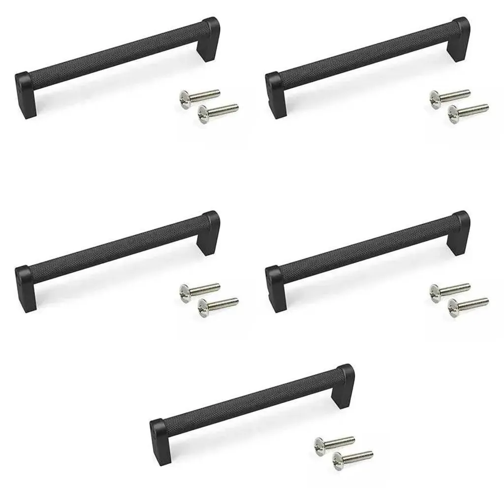 Poignées Bergen noires 128mm entraxe en aluminium durable - Lot de 5 pcs
