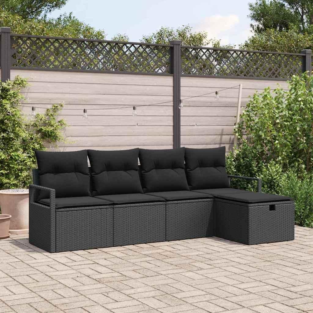 Möbel Garten-Sofa-Set 5 pcs Schwarz 230 x 117 x 85 cm Poly Rattan - Gartensofas 3359162