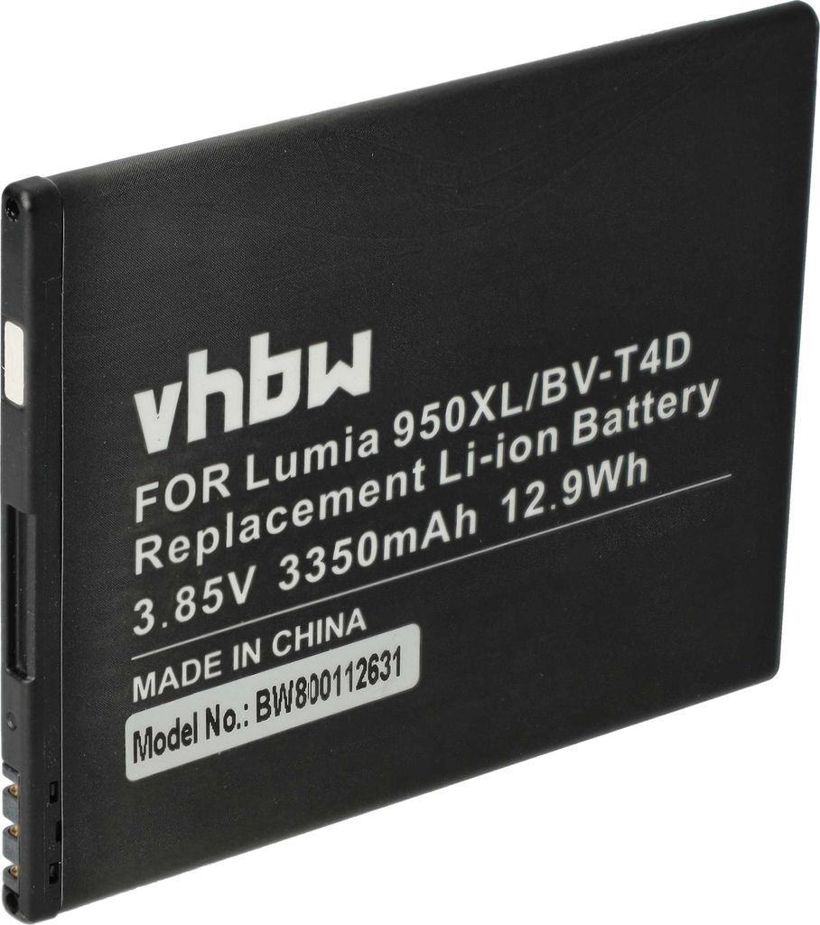 vhbw Akku Ersatz für Microsoft / Nokia BV-T4D für Handy Smartphone Telefon (2950 mAh, 3,9 V, Li-Ion)