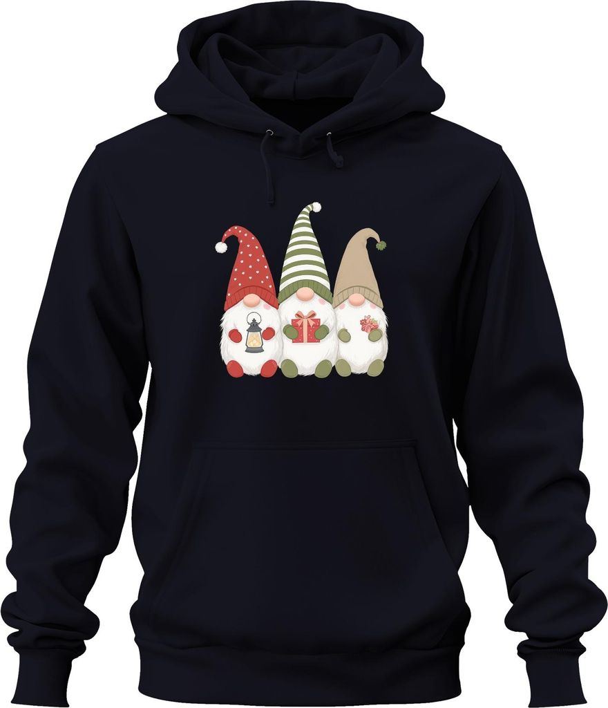 Weihnachtswichtel Weihnachtsgnome Drei Wichtel Geschenk Laterne Uni Hoodie Kapuzenpullover, Navy, M