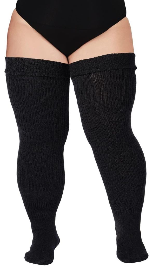 Dicke Overknee-Socken für Damen – Schwarz Produktbild 
