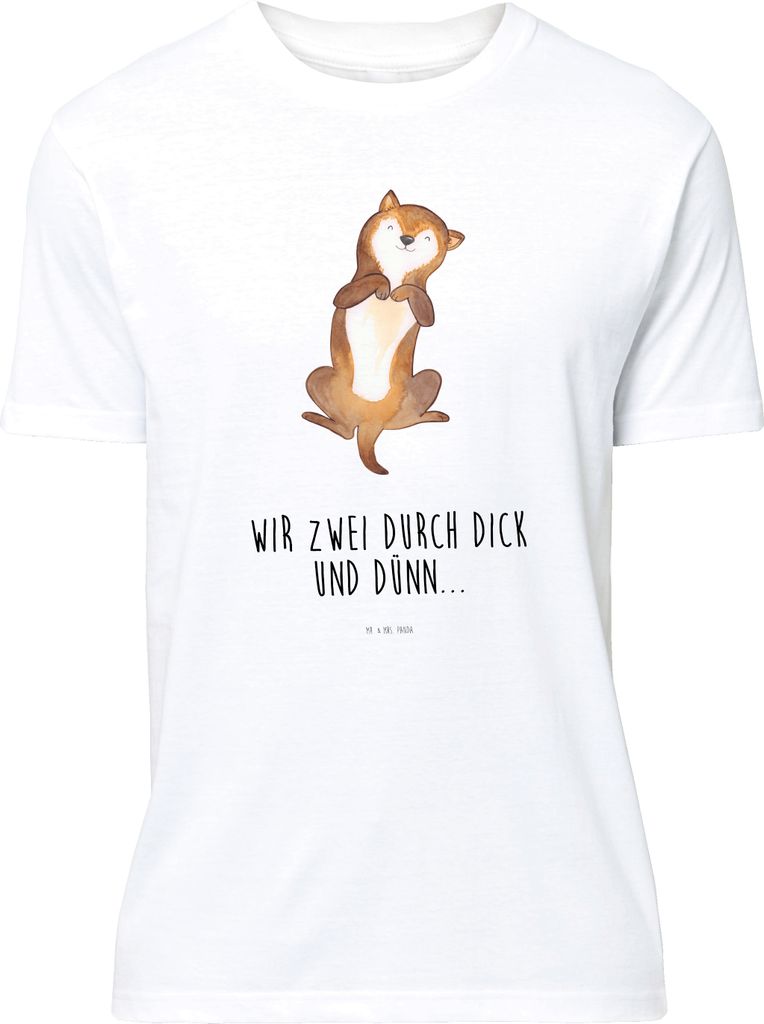 Mr. & Mrs. Panda Tshirt Hund Streicheln - Weiß - Geschenk, T-Shirt mit Spruch, Kurzarm, Bauch, Lustiges, Süß, Sprüche, S, Wauwau, Hunde