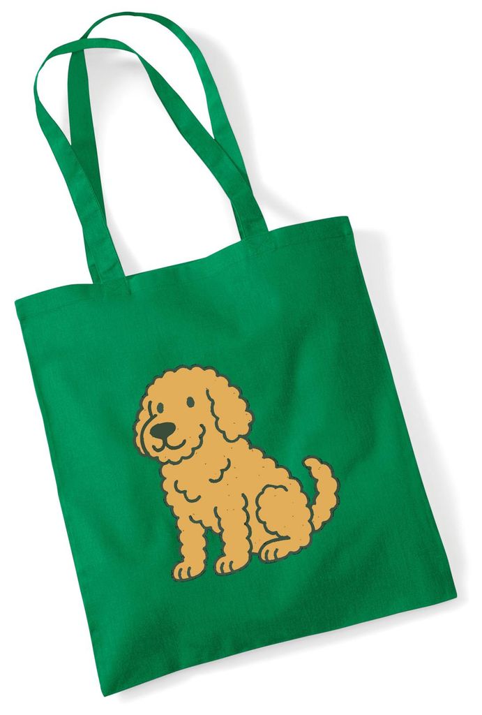 Huuraa Jutebeutel Goldendoodle Comic Goldiepoo 10 Liter Kelly Green Baumwolle Tasche Geschenkidee