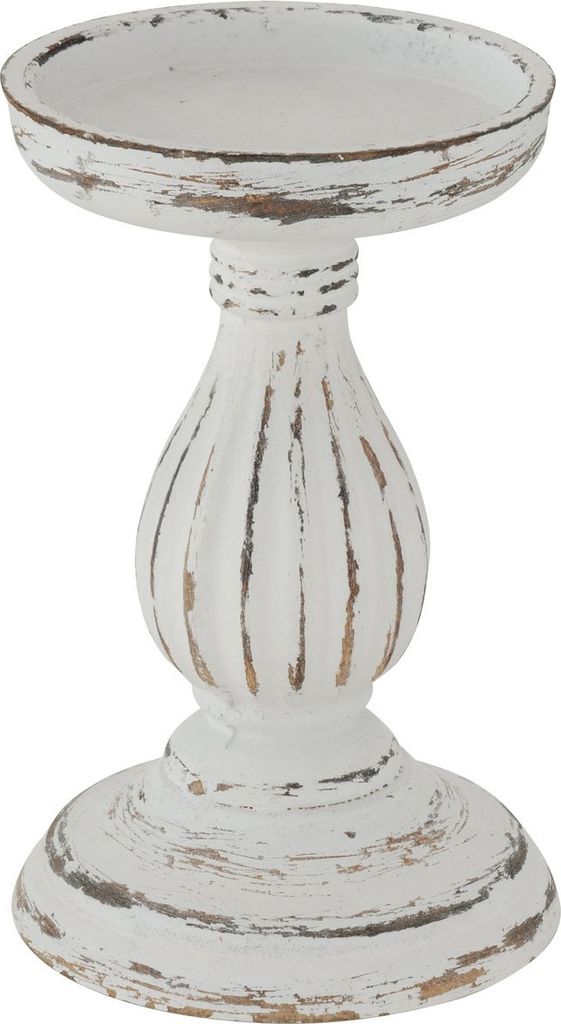 LS-LebenStil Holz Kerzenständer Dehli Weiß 17cm Produktbild 2