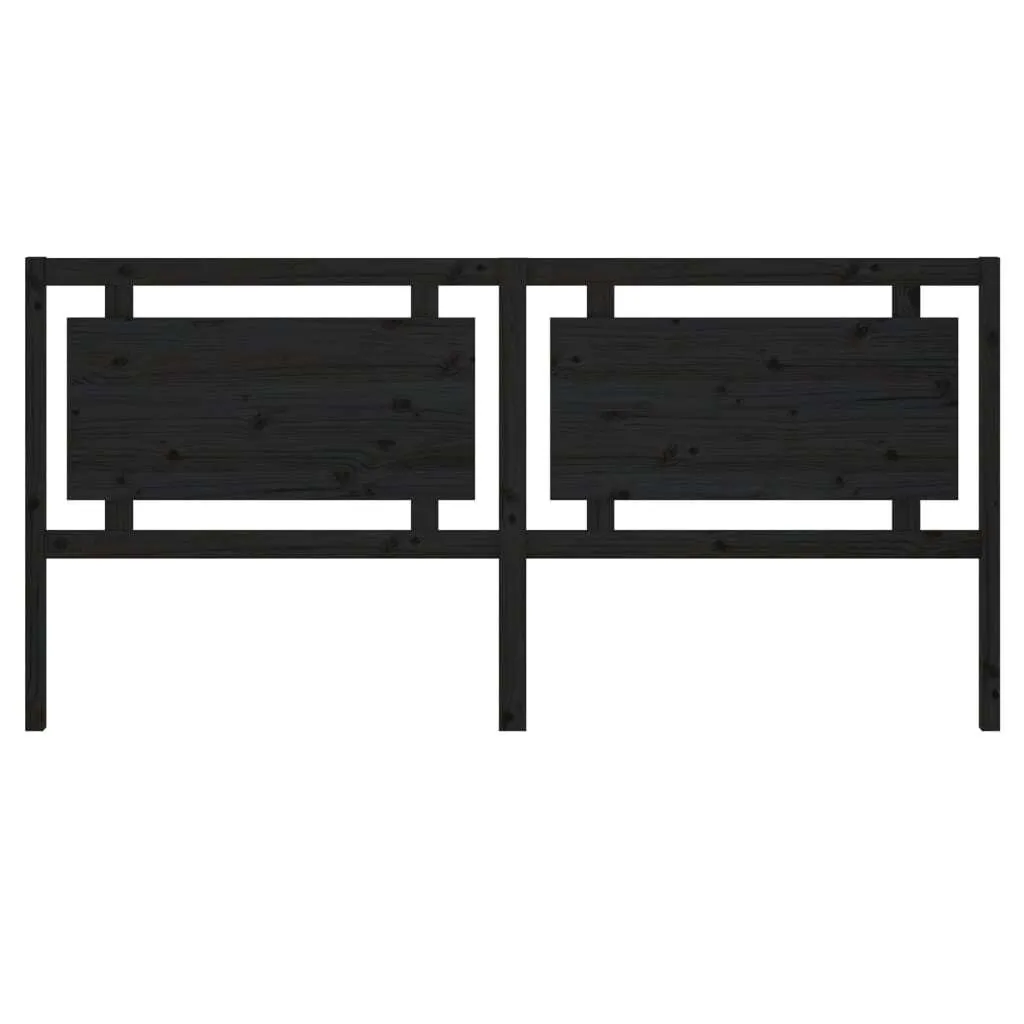 Tête de lit 205,5 cm pin massif noir design épuré et structure robuste - 4