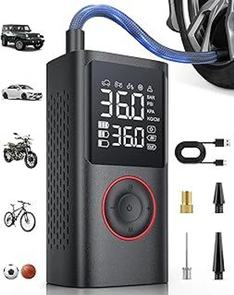 Compressore Batteria 150 PSI per E-Bike e Moto - Pompa Ricaricabile LED