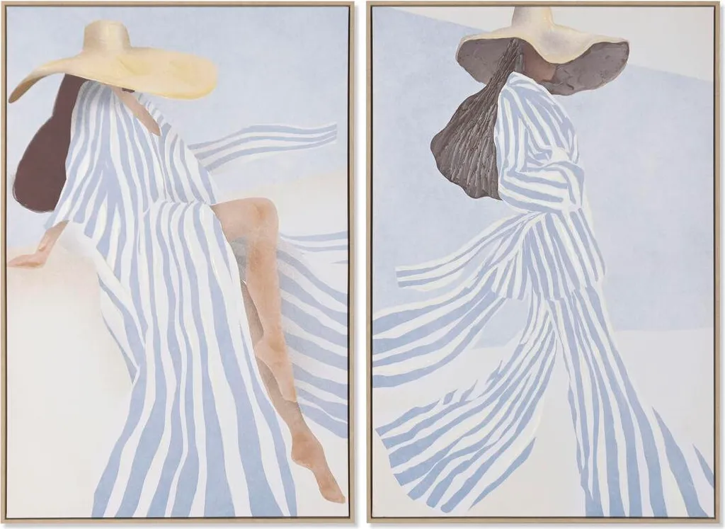 Tableau ESPRit Méditerranéen Bleu Blanc 2 Pièces en Toile Haute Qualité