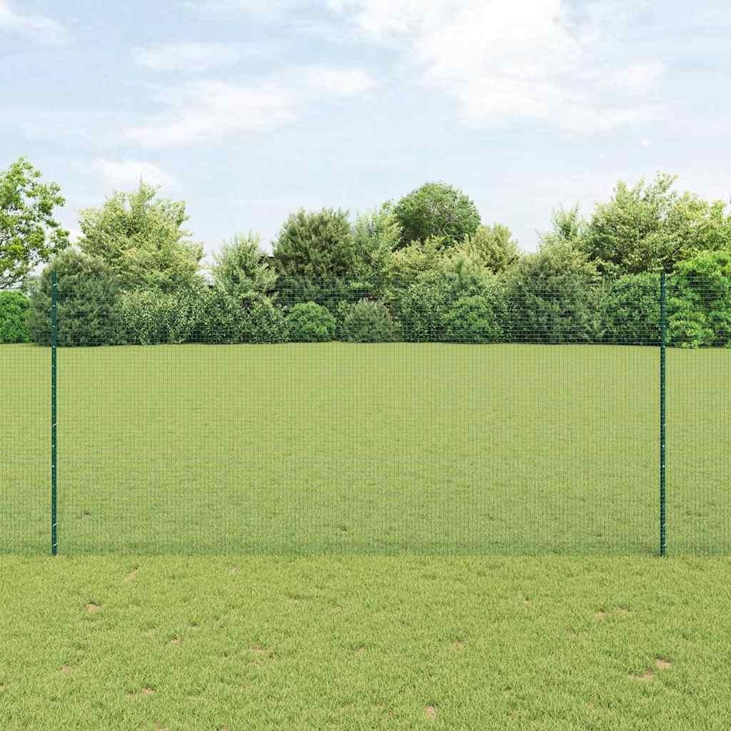 Maison Exclusive - Zaun mit Pfosten Grün 1,4 x 10 m Stahl und PVC