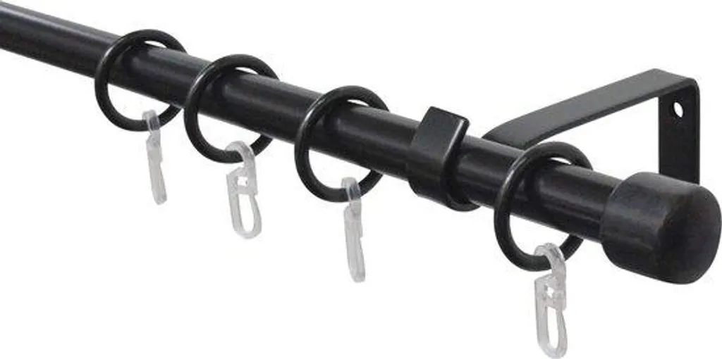 Tringle à rideaux noire 130-240 cm : kit complet sans découpe nécessaire