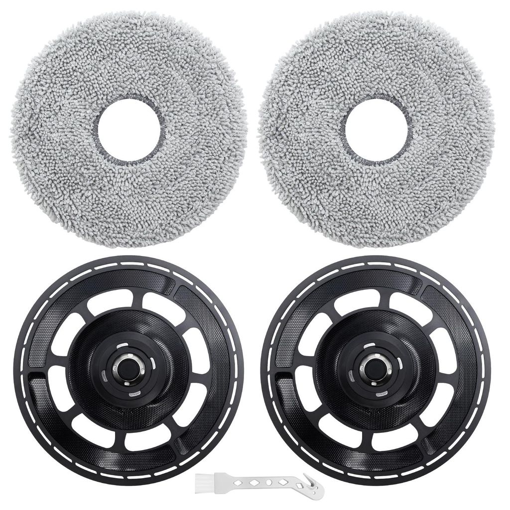 Wischmopp-Set für Roborock Saros 10R/20/Neo/Z70, 2 Halter + 2 Tücher + Bürste
