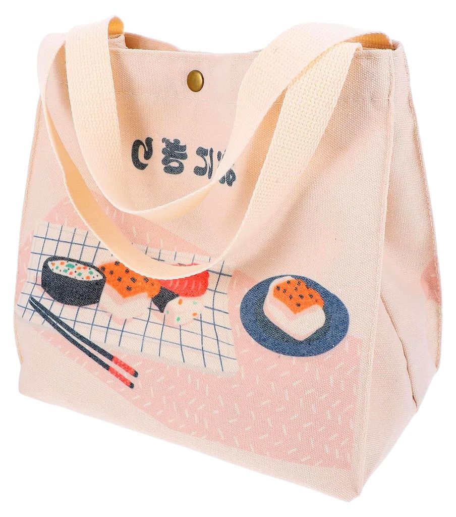 Lunchbox-Tasche im japanischen Stil, tragbare Damen-Canvas-Tasche, Beige