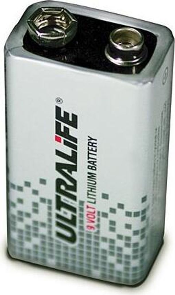 A 9-volt lithium battery.