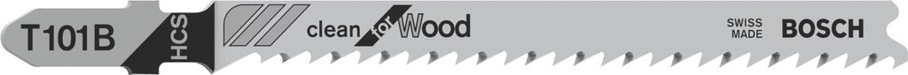 Bosch 25x T 101 B Clean for Wood Stichsägeblatt (für Weichholz, Sperrholz, Länge 100 mm, Professional Zubehör Stichsäge)
