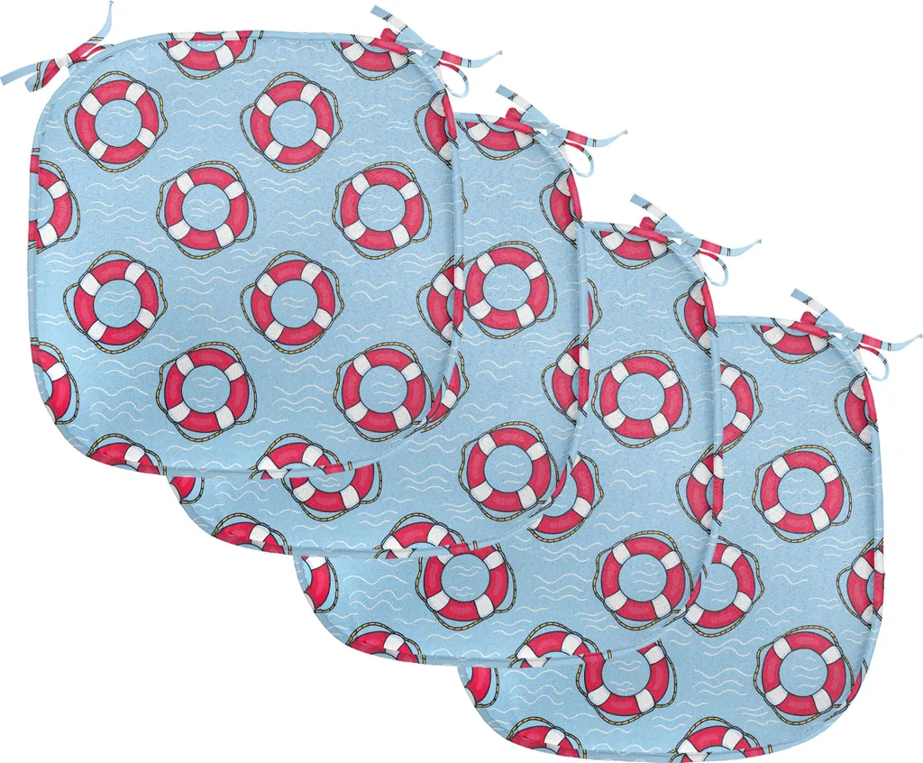 Coussin de Siège Imperméable avec Sangles 40x40 cm Lot de 4 Motifs Mer