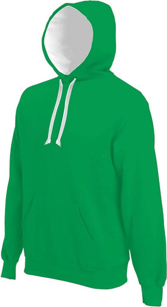 Kariban Uni Hoodie Kapuzenpullover Sweatjacke Sweatshirt Pullover, Größe:4XL, Farbe:Light Kelly Green/White