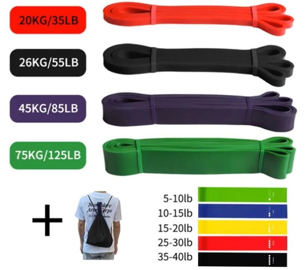 10 teilig Fitness Widerstandsbänder Set + Loop Bands Yoga Pilates Krafttraining