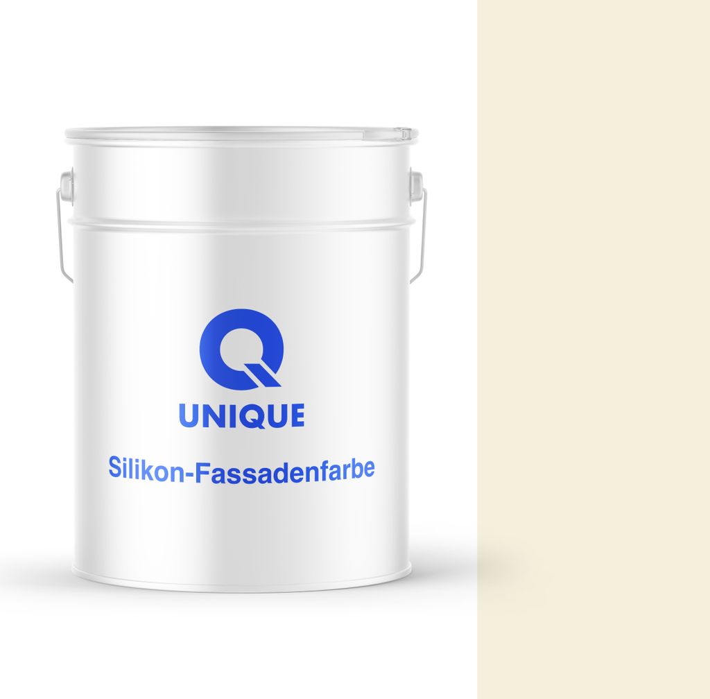 Q UNIQUE Fassadenfarbe – Premium Silikonharz-Fassadenfarbe für Außen, wetterfest, 10L, Weiß-beige