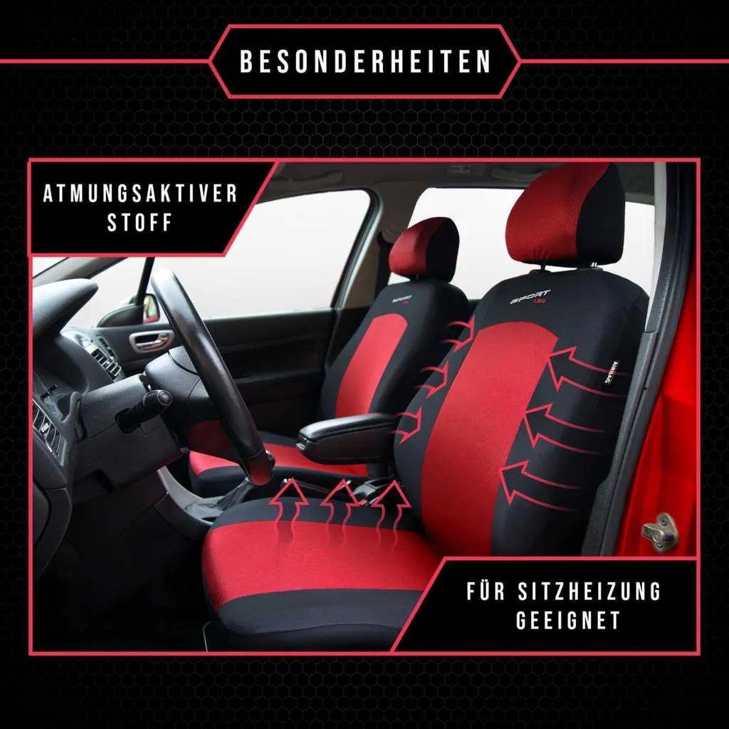 Coprisedili per auto Coprisedili universali Coprisedili per auto per Audi Q5 Rosso - 3