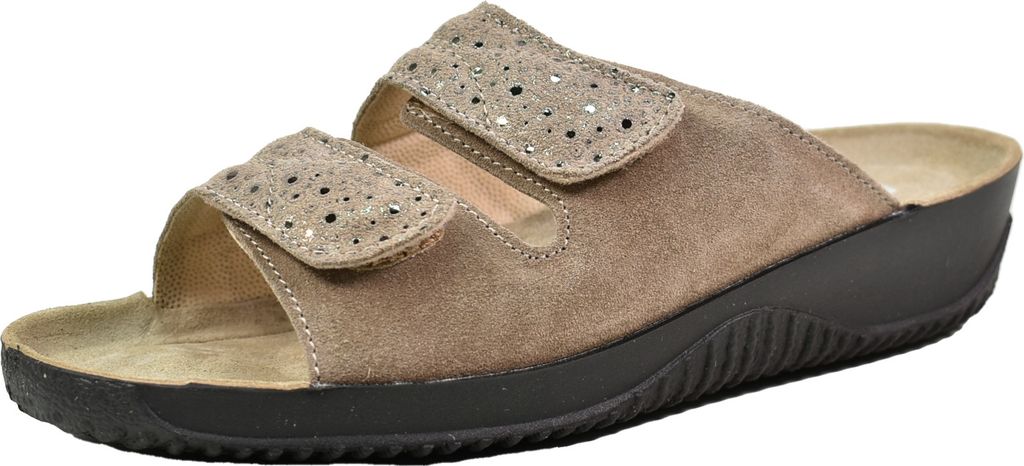 Rohde Damen Pantolette Leder metallic Effekte gepolsterte Produktbild 