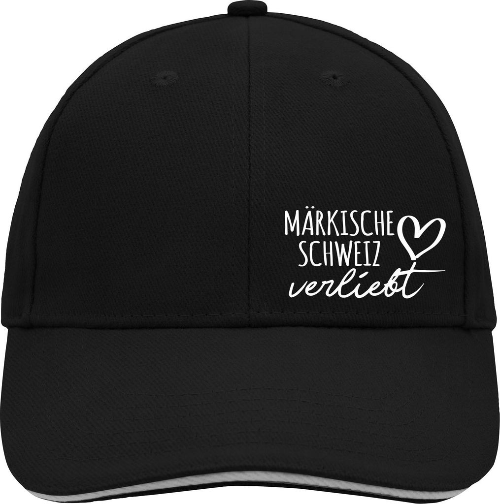 Huuraa Cappy Mütze Märkische Schweiz verliebt Black/Light Grey Baumwolle 6-Panel Kappe Geschenkidee