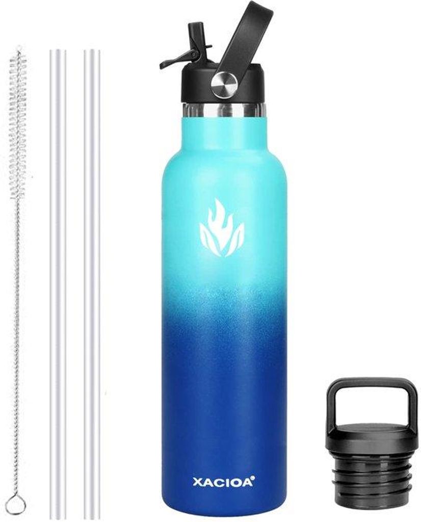 Isolerende Thermosfles für Erwachsene - 500 ml, 750 ml, 1 l, BPA-freie, einstückige Sportflasche mit Griffe, für Fitness, Sport und Gym