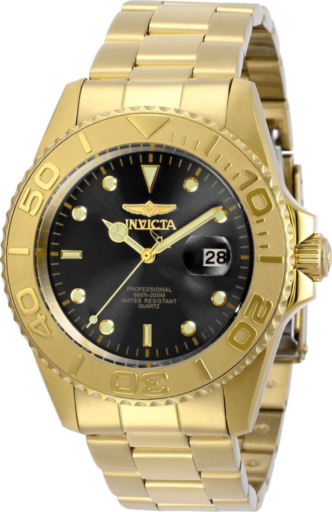 Invicta Pro Diver 29946 Herren uhr - Wasserdicht - Analog - Quarzuhrwerk - Edelstahl mit schwarzen zifferblat - 43mm