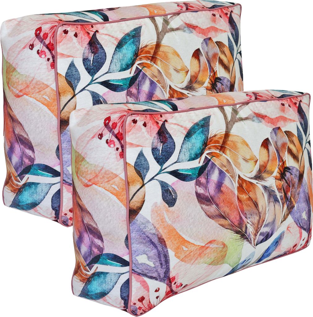 Herlag Palettenkissen-Rückenkissen FLORA Blumenmuster Rosa, Wasserabweisend für Outdoor-Nutzung, Bezug Waschbar, 60x40cm, 2 Stück