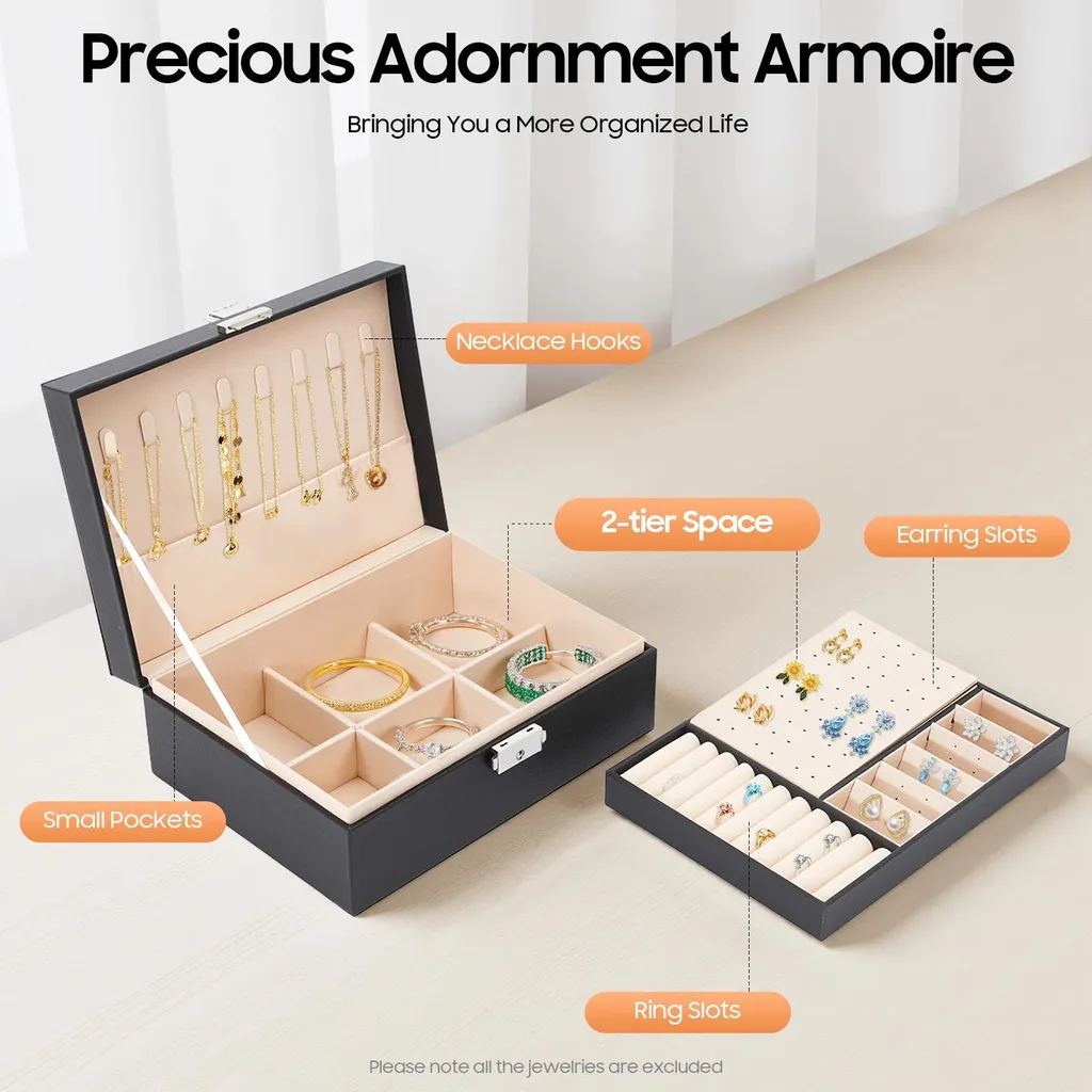 Portagioie Doppio Livello Salvaspazio - Chiusura Chiave e Velluto - 7