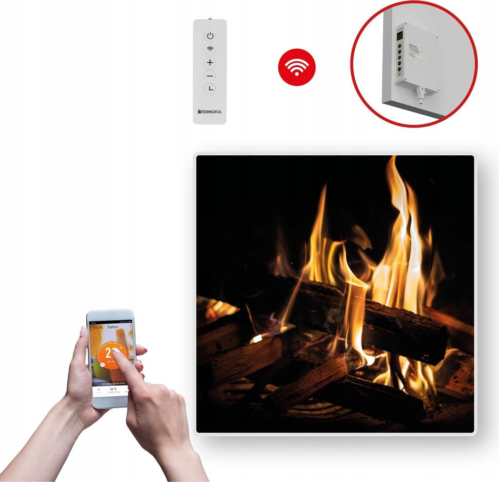 Termofol TF-SWT Infrarot Wandheizung - Wandheizung Elektrisch - Feuer - 350W - 60x60 cm
