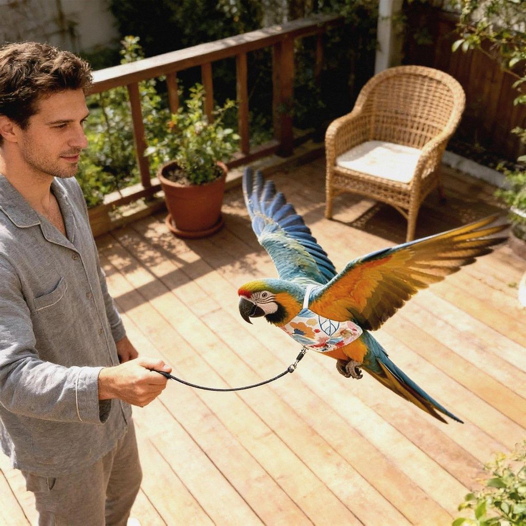 Vogelgeschirr, verstellbar, einziehbar, Fliegenkleidung, Vogelgeschirr und Zugseil, für Aras, Sittiche, Sittiche, Nymphensittiche