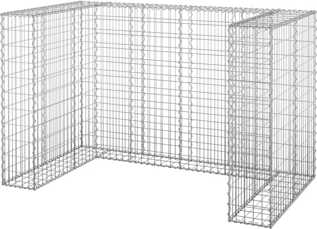 Gabion Acier Galvanisé 180x100x110 cm - Cache Poubelle Jardin Robuste