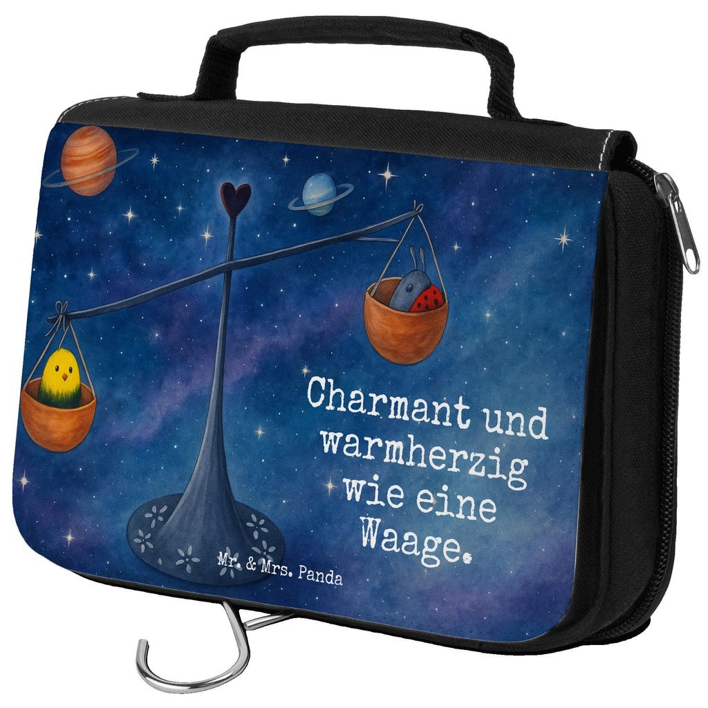 Mr. & Mrs. Panda Kosmetikbeutel Sternzeichen Waage Design - Weiß - Geschenk, Kosmetiktasche, Marienkäfer, Kulturtasche, Biene, Kulturbeutel, Wasc...