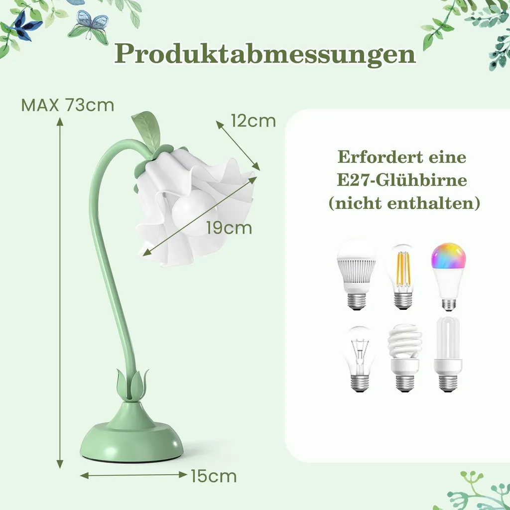 Lampe de bureau fleur réglable en acrylique avec interrupteur intégré - 3