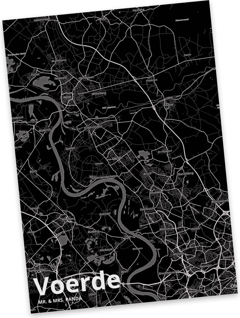 Mr. & Mrs. Panda Grußkarte Voerde - Geschenk, Stadt, Postkarten, Ansichtskarten, Postkarte, kunstkarte, bildkarte, Dorf Karte Landkarte Map Stadtplan