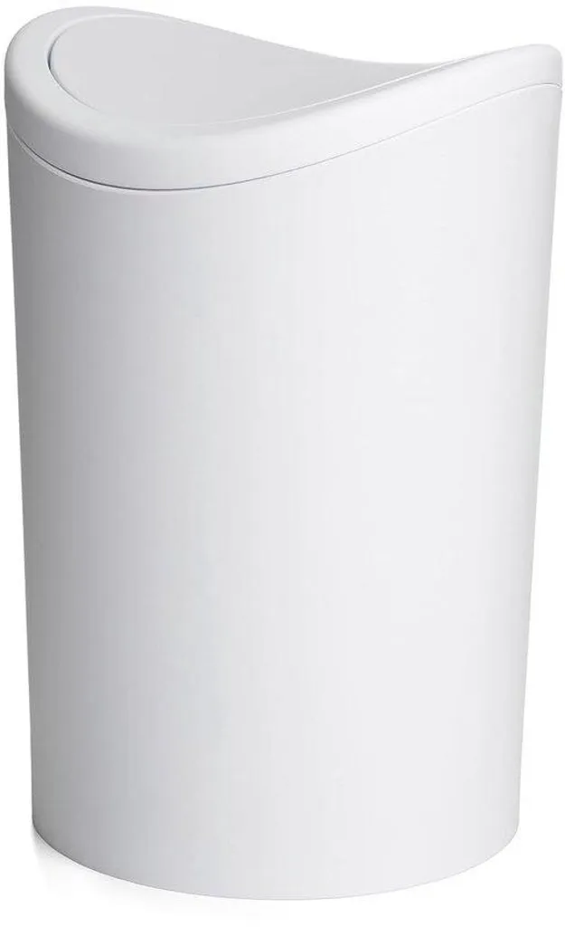 Seau de salle de bain 6L blanc anti-encombrement, 19x19x28 cm robuste