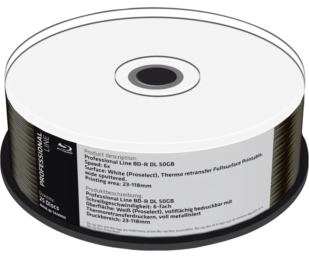 Stocker Vidéos HD sur Blu-ray MediaRange BD-R DL 50 Go 6x Imprimable x25