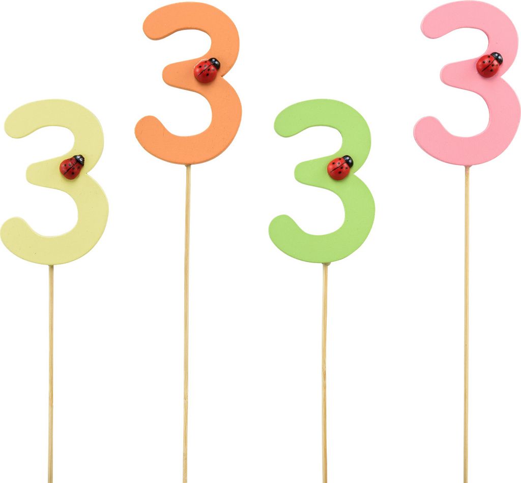 Zahlenstecker Geburtstag 3 Holz Blumenstecker Dekoration 16 Stk, 16 Stück