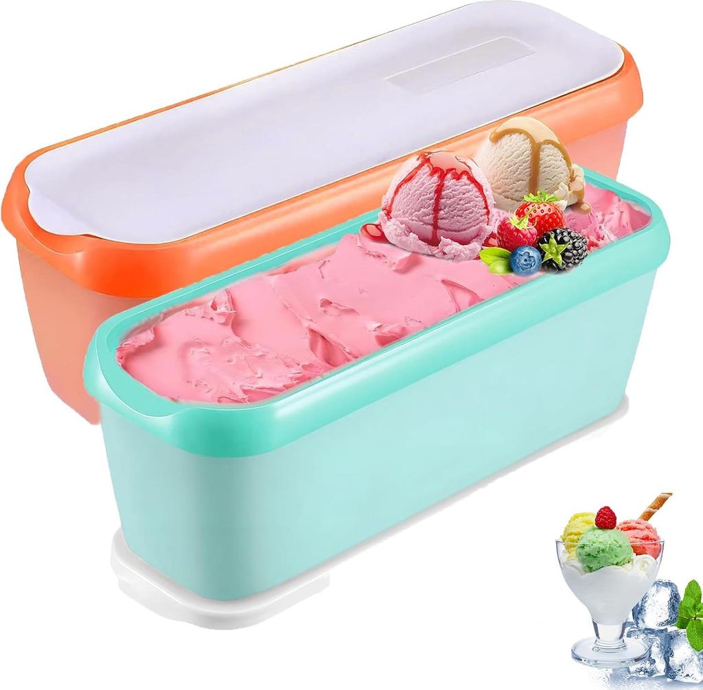 Eisbehälter für Speiseeis,1,5 Liter 2er-Set Behälter mit Deckeln, Hausgemachte für EIS Creme,Gefrierdosen,Leicht zu Reinigen für Zubereitung H...