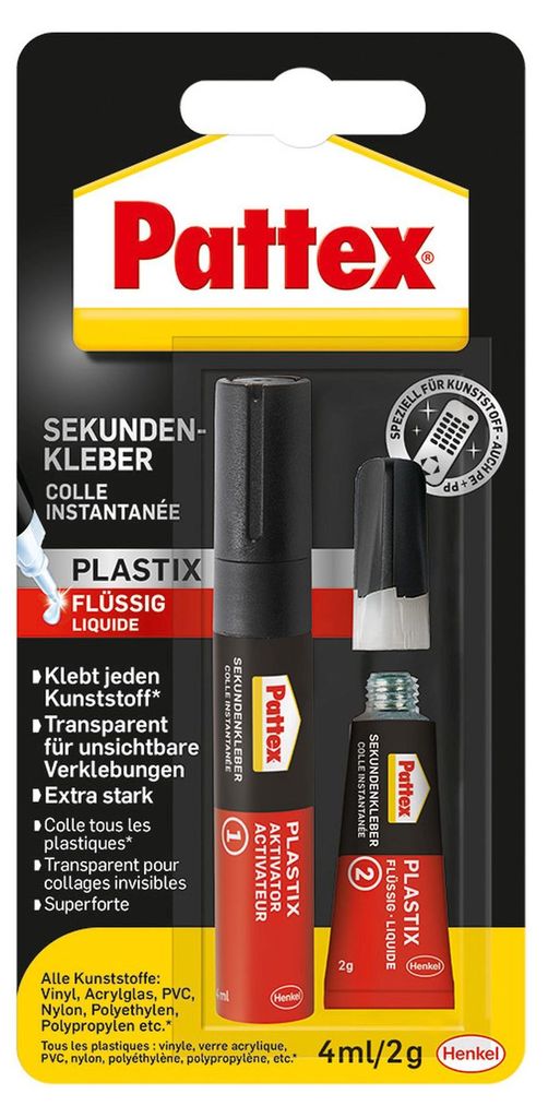 Pattex Sekundenkleber Plastix, 2 Komponentenkleber 4ml/2g Produktbild 