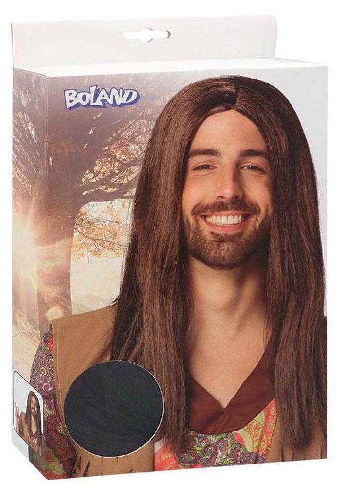 Perruque hippie brune pour adultes Image du produit 
