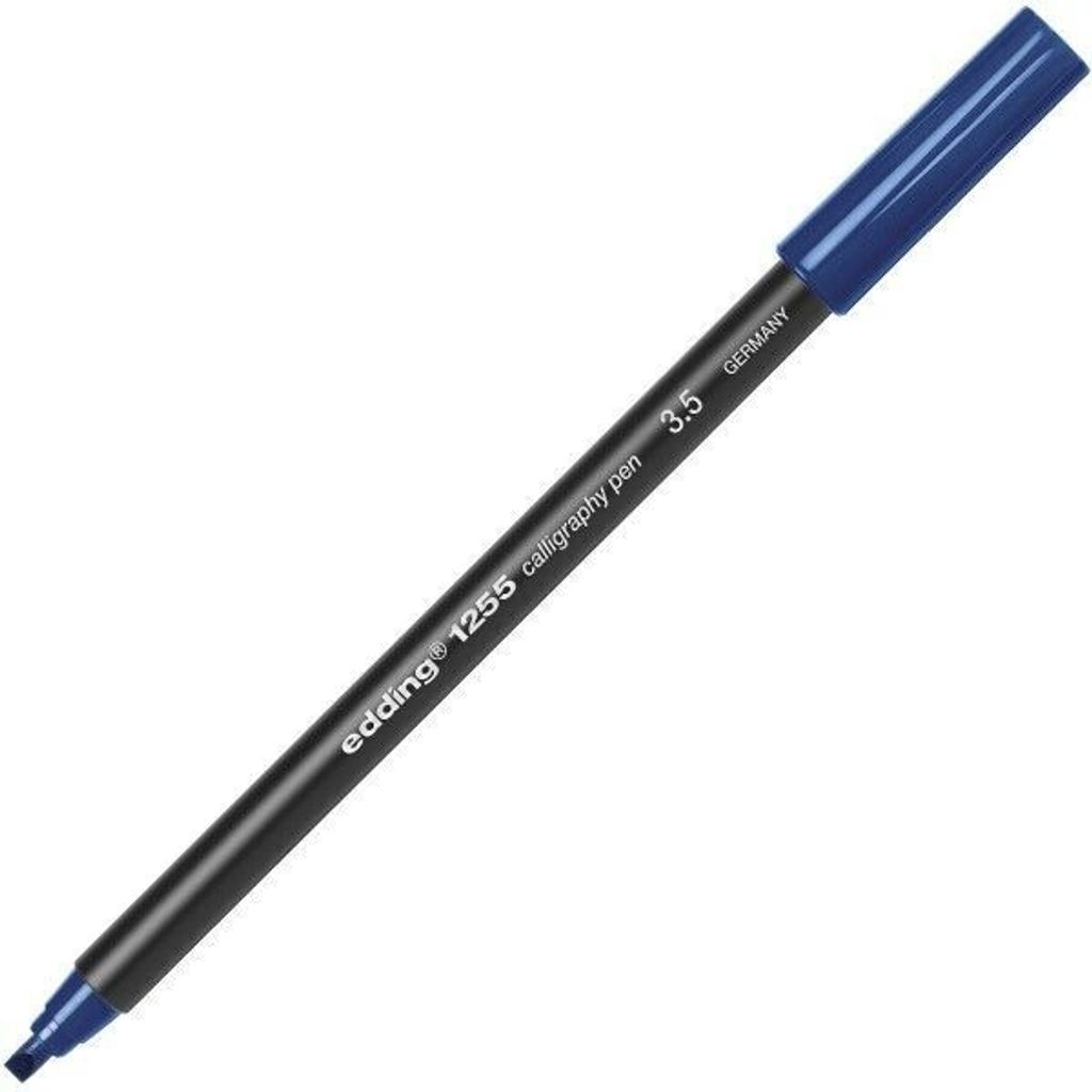 edding 1255 Kalligrafiestift - stahlblau - 1 Stift - Kalligrafiespitze 5 mm - Fasermaler für Papier, Holz, Terrakotta, Leinwand - für Anfänger, ...