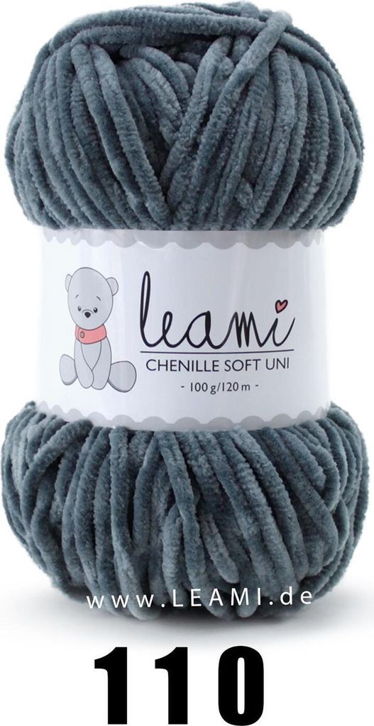 LEAMI Chenille Soft UNI 110 dunkelgrau Produktbild 