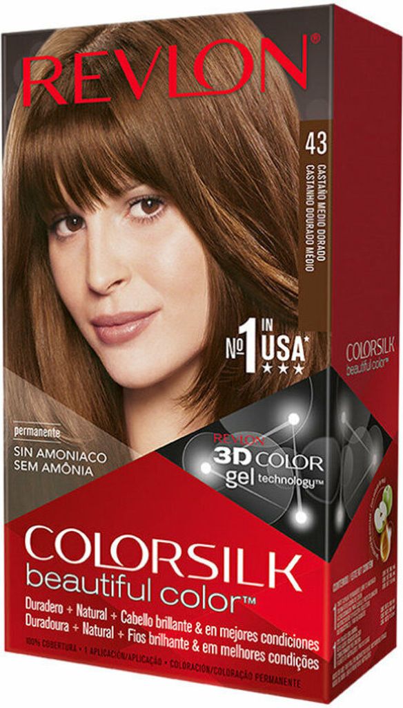 Revlon, ColorSilk, Medium Golden Brown 43, Farba, 1 sztuka Zdjęcie produktu 